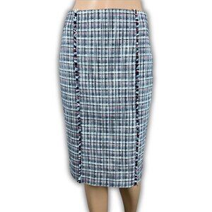 J.CREW Cotton Navy/White Tweed Pencil Skirt Size 0